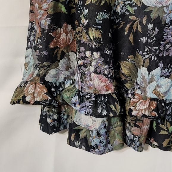 Women's Colorful Long Sleeve Floral Ruffle Midi Dress Size Medium - Picture 12 of 12